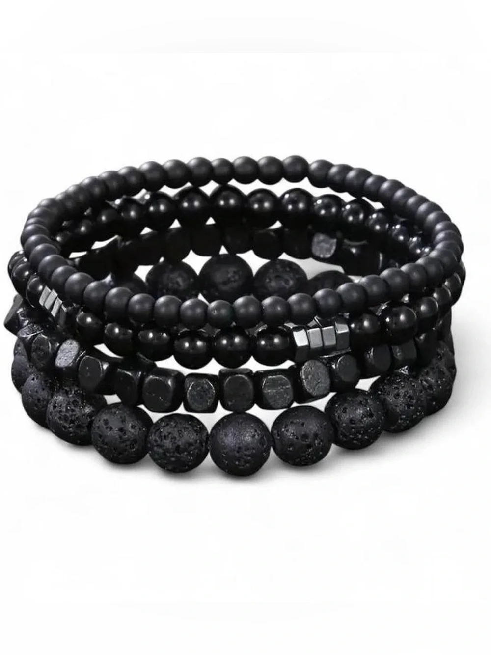 Set of four Black lava stone and plastic NWOT